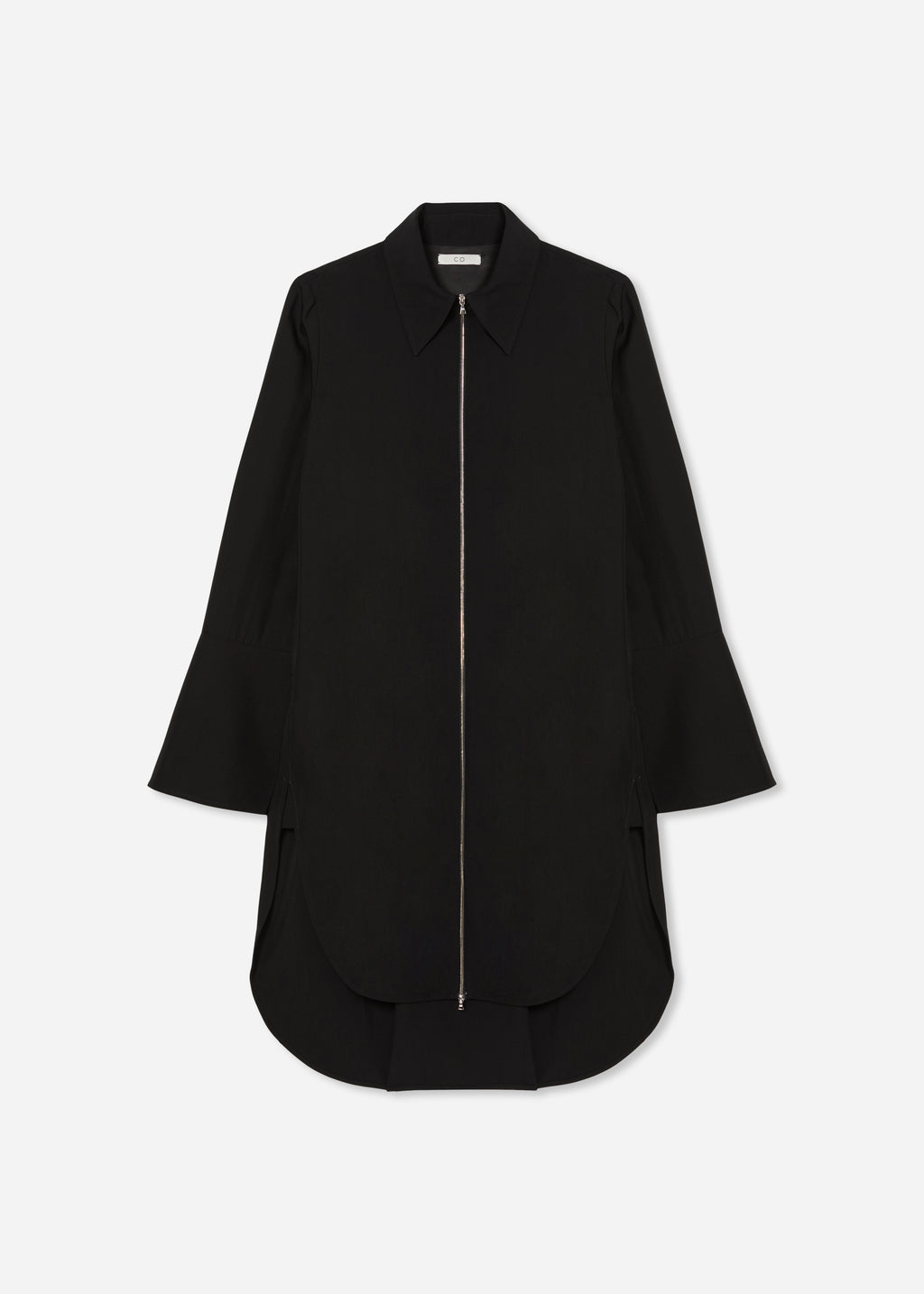 Zip-Front Dress in Viscose Wool - Black - CO