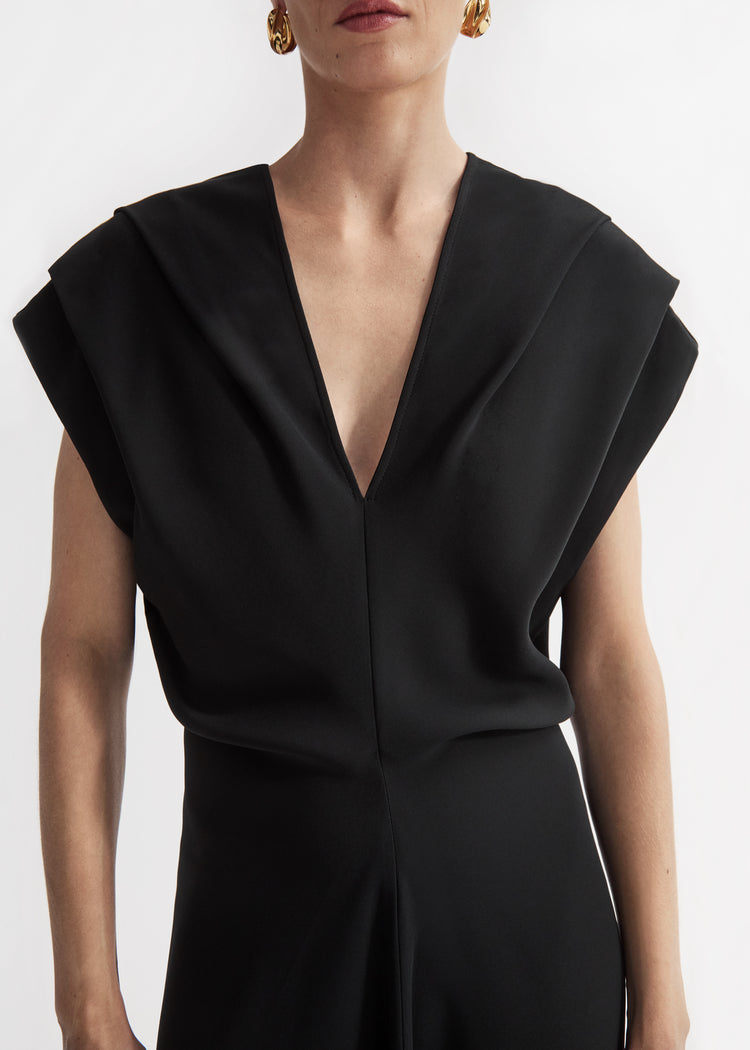 Banana Cut Shift Dress in Viscose - Black, image 1 of 5
