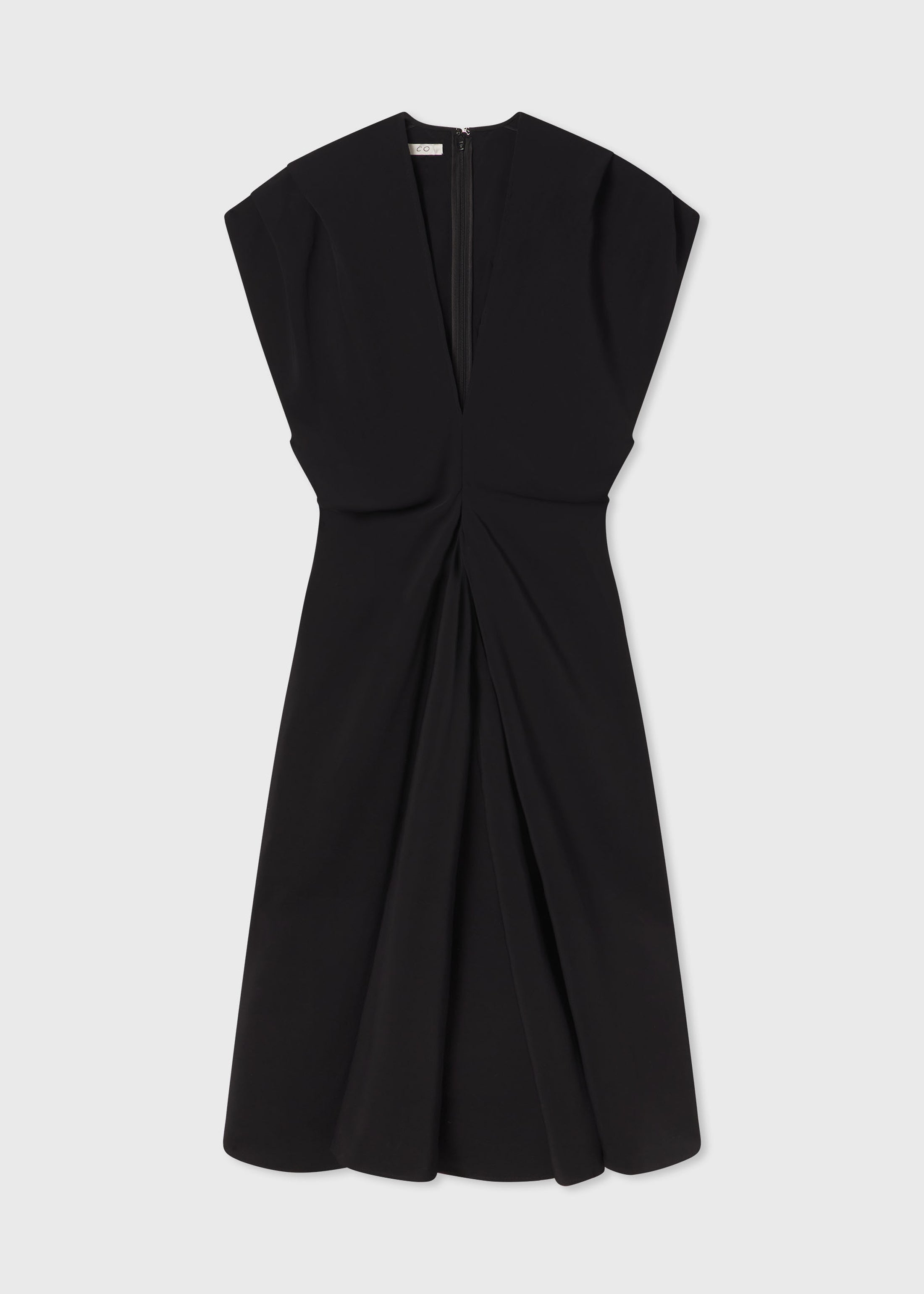 Banana Cut Shift Dress in Viscose - Black