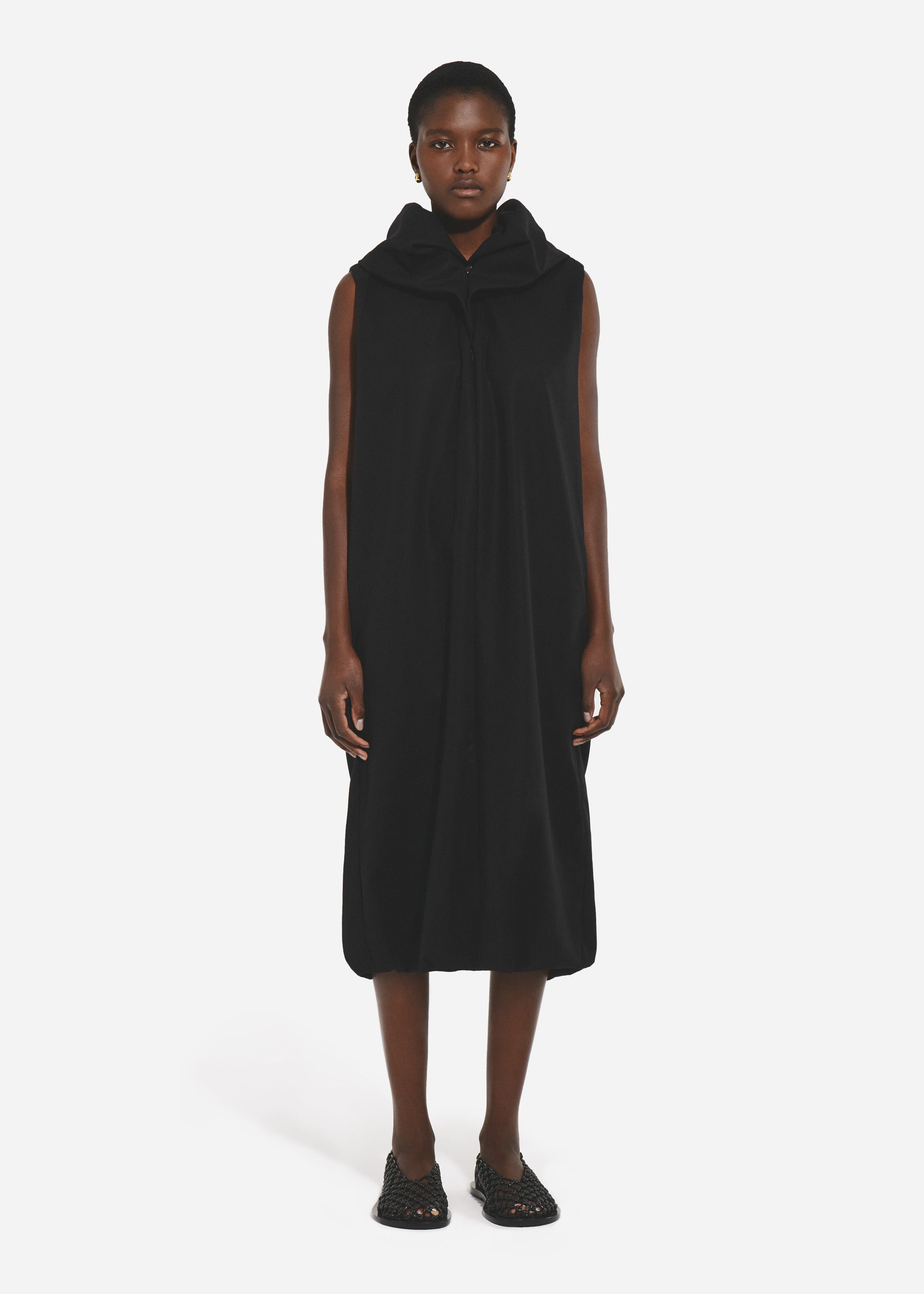cotton black tank dress Cotton Mixed Media Tank Dress in Black