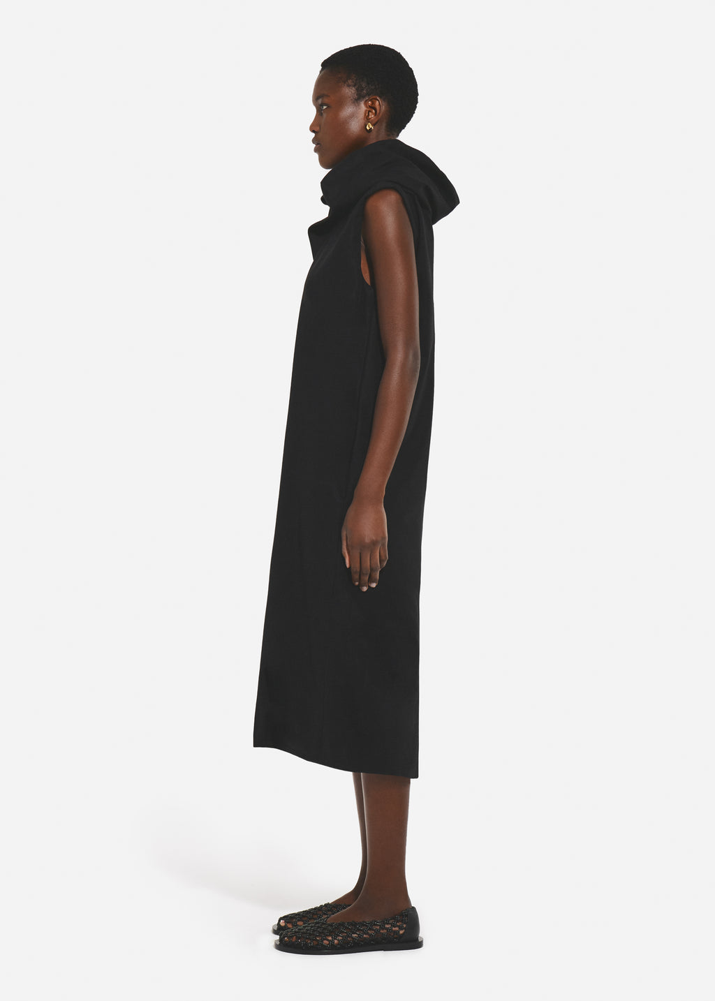 Cloud Collar Tank Dress in Cotton - Black - CO