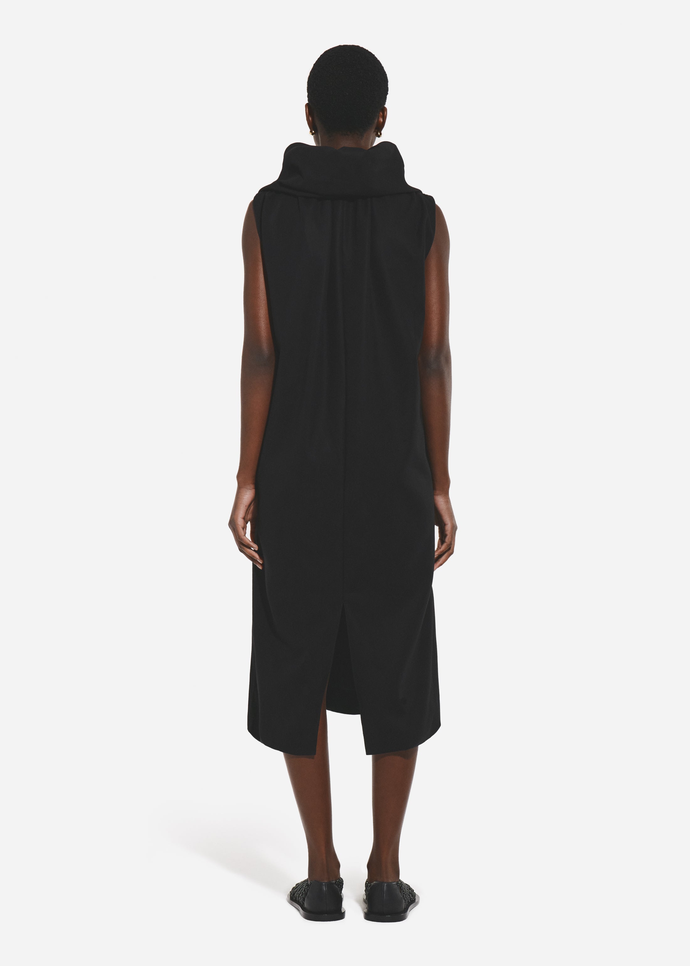 Cloud Collar Tank Dress in Cotton - Black