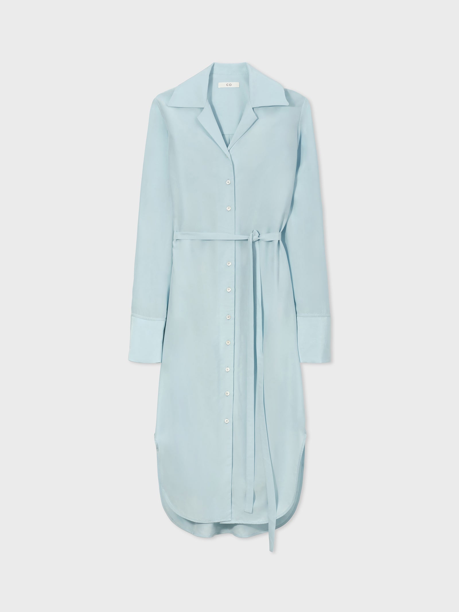 Fluid Shirtdress in Viscose Habotai - Light Blue - CO Collections