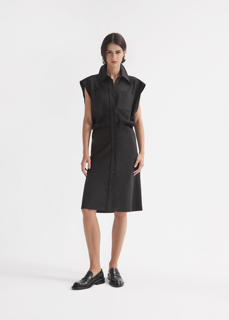 Banana Cut Shirt Dress - Black, image 1 of 4