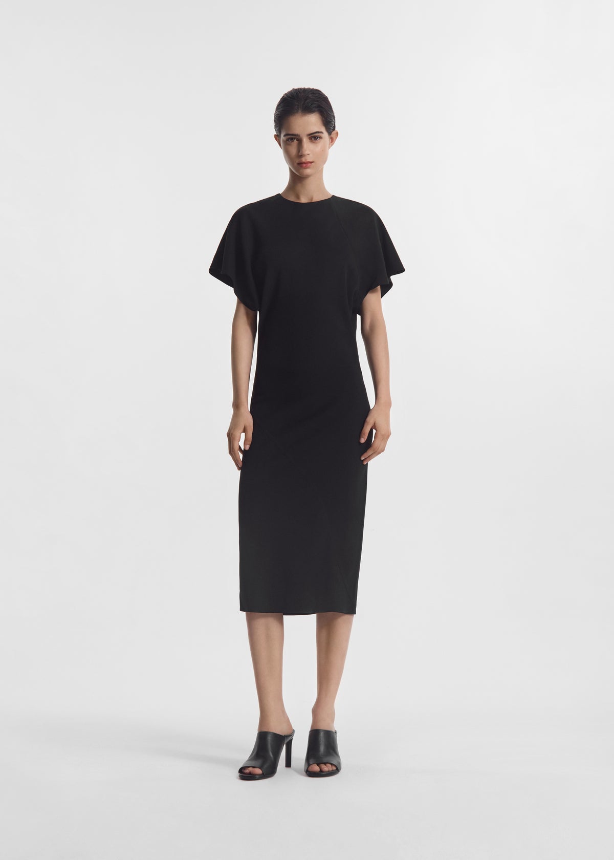 Twisted Knot Dress in Viscose Crepe - Black, image 1 of 4