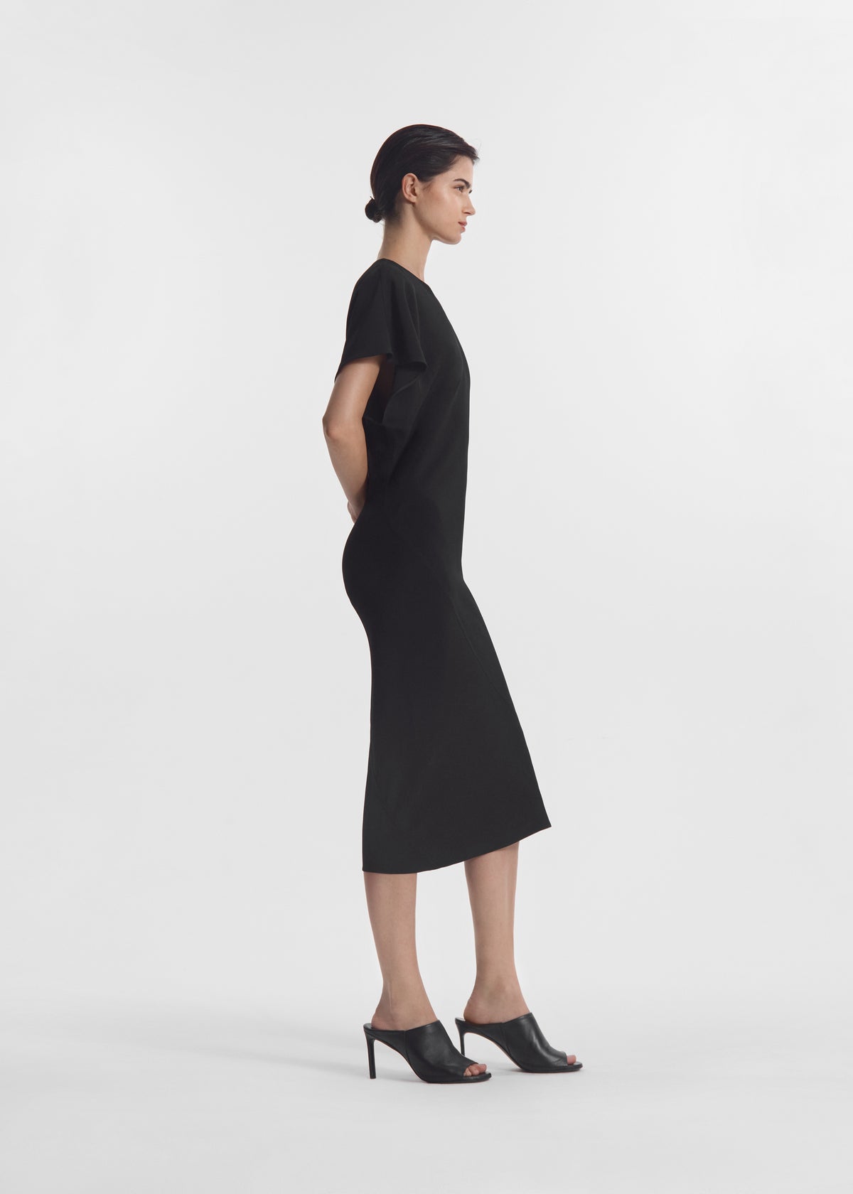 Twisted Knot Dress in Viscose Crepe - Black, image 2 of 4