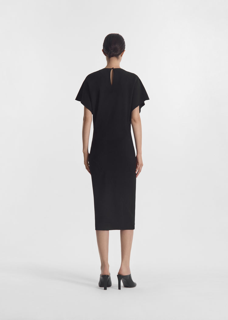 Twisted Knot Dress in Viscose Crepe - Black, image 3 of 4