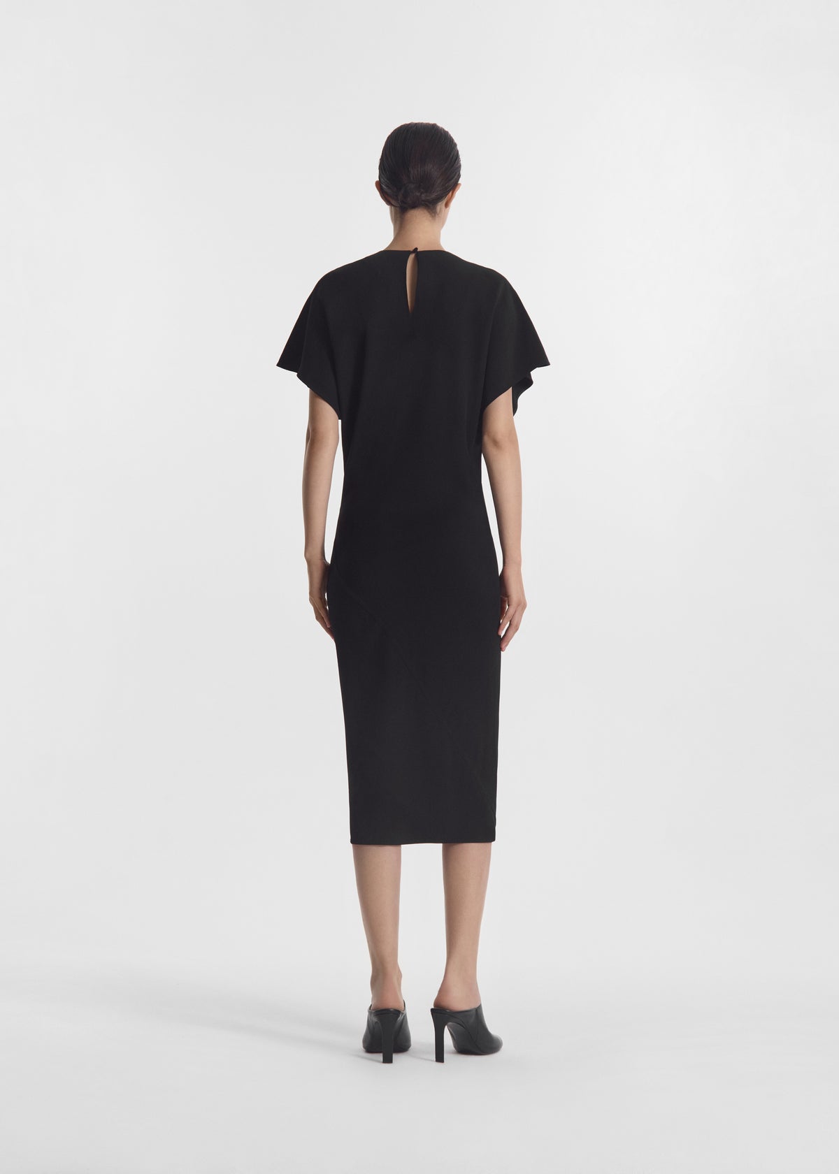 Twisted Knot Dress in Viscose Crepe - Black, image 3 of 4