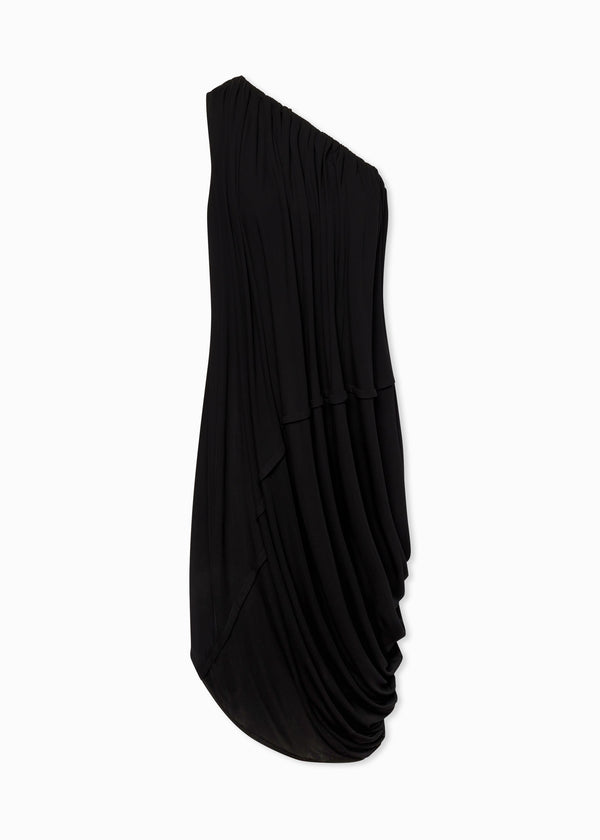 One-Shoulder Dress in Viscose Jersey - Black - CO