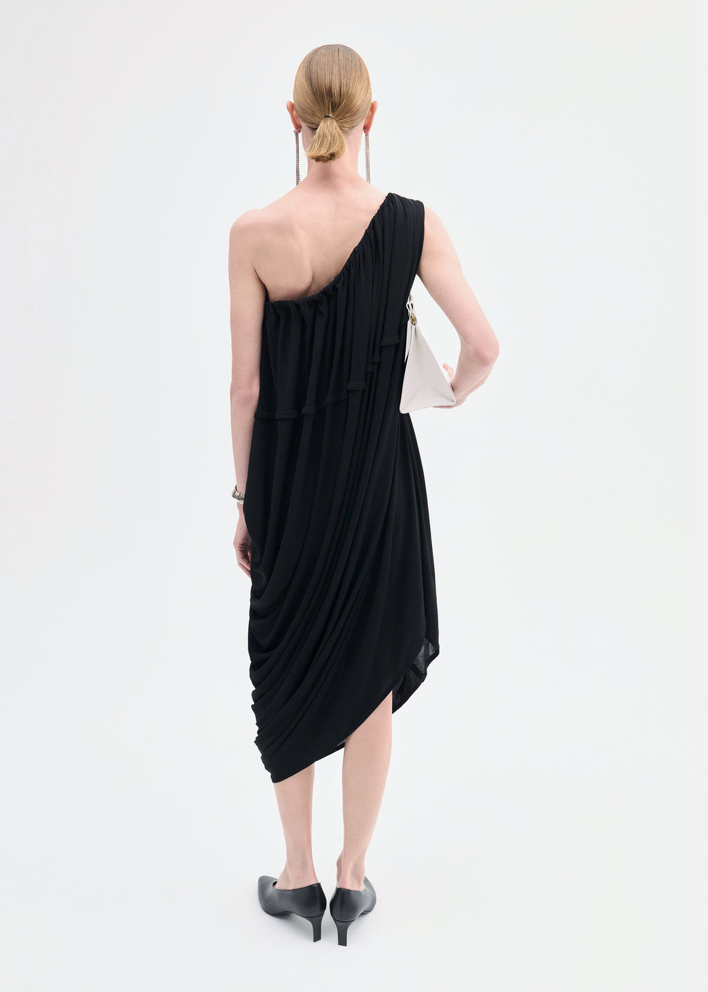 One-Shoulder Dress in Viscose Jersey - Black - CO