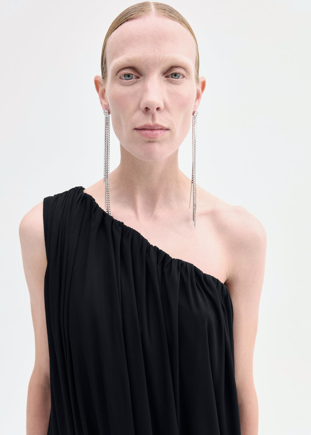 One-Shoulder Dress in Viscose Jersey - Black - CO