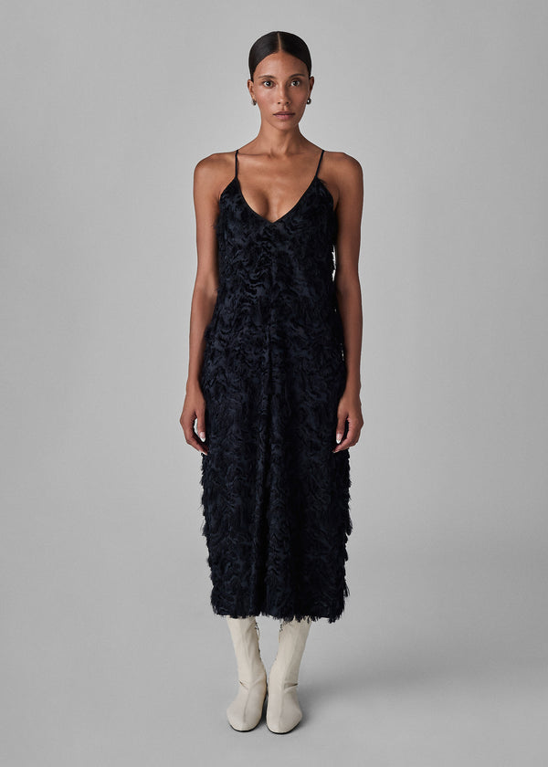 Evening Slip Dress in Fil Coupe - Navy - CO