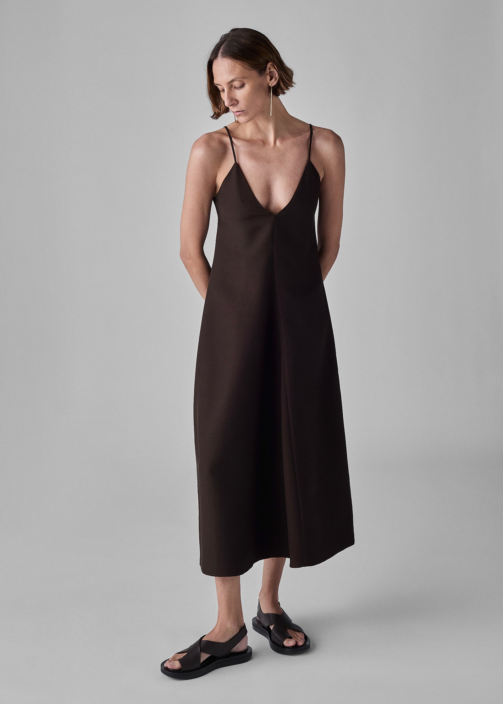 Evening Slip Dress in Faille - Chocolate - CO