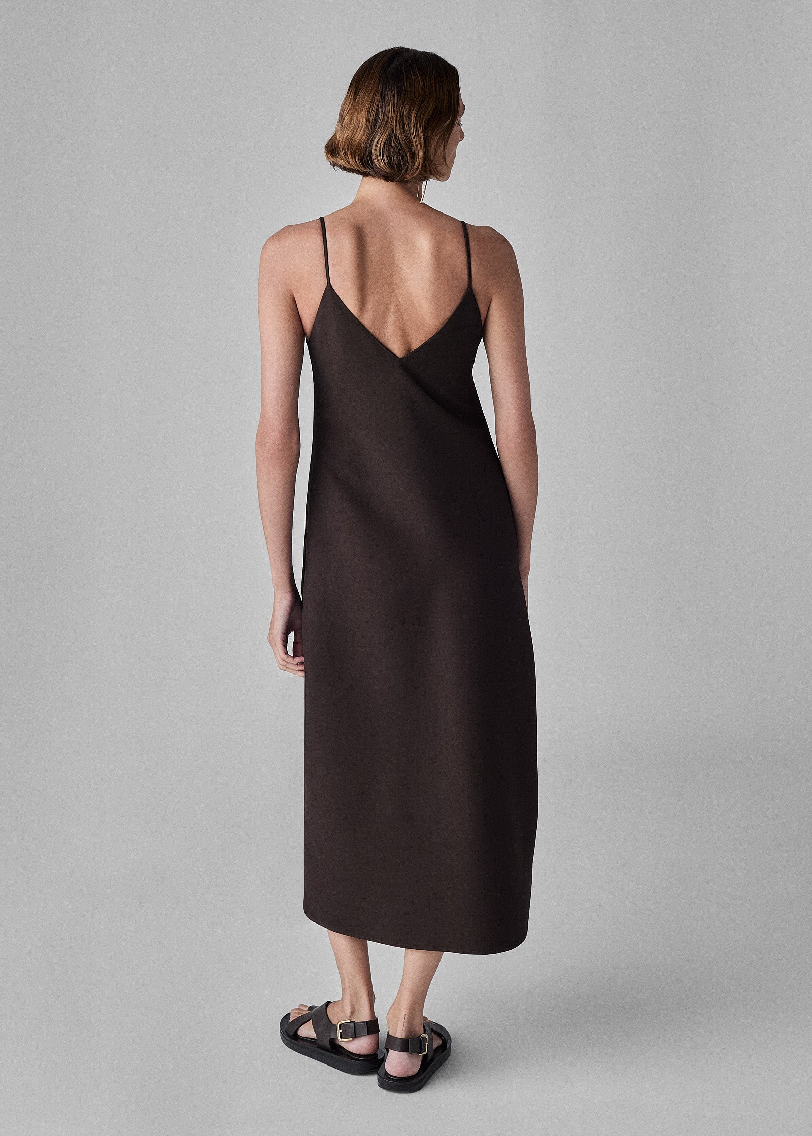 Evening Slip Dress in Faille - Chocolate