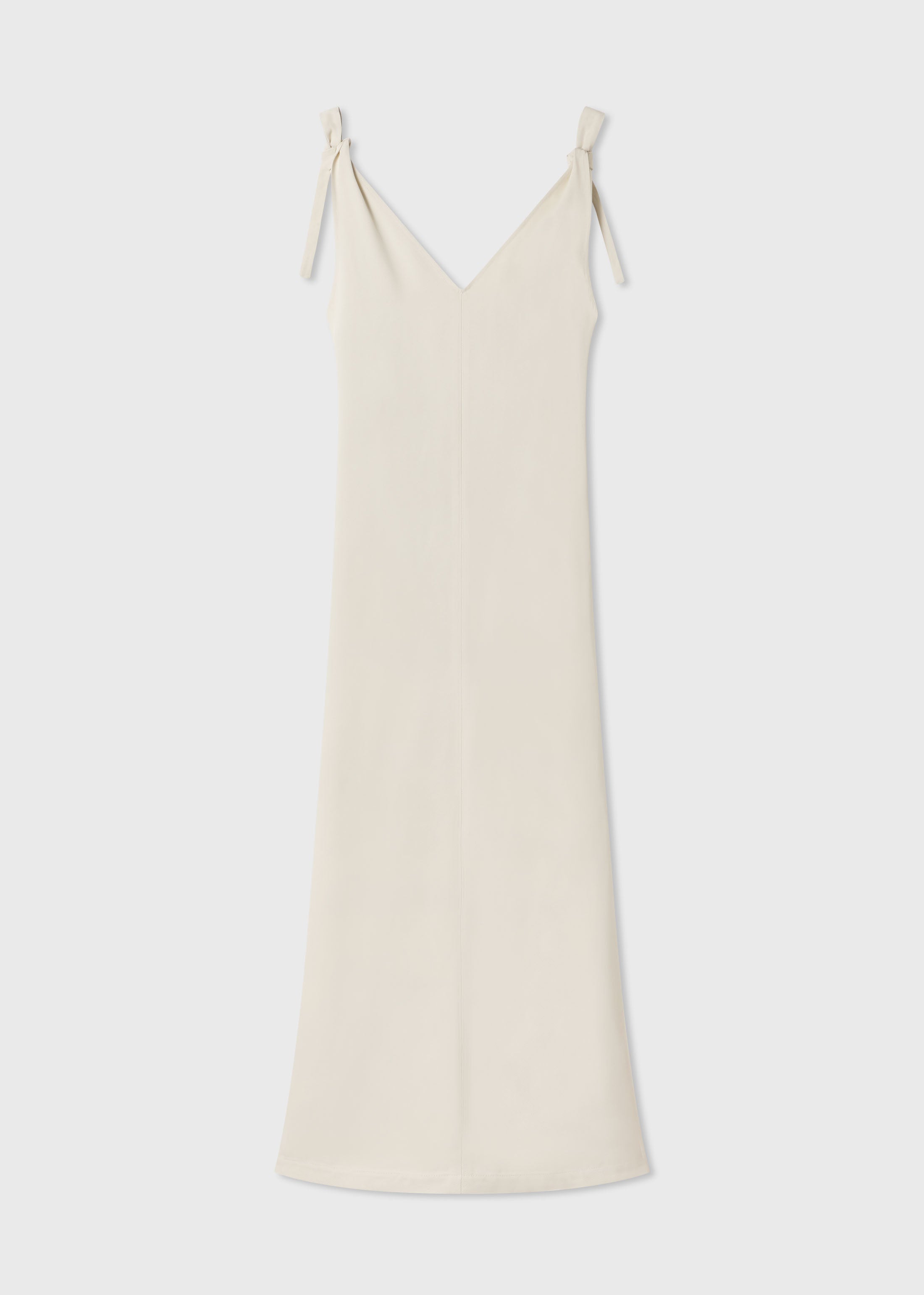 Pleated Slip Dress in Viscose Twill - Pearl