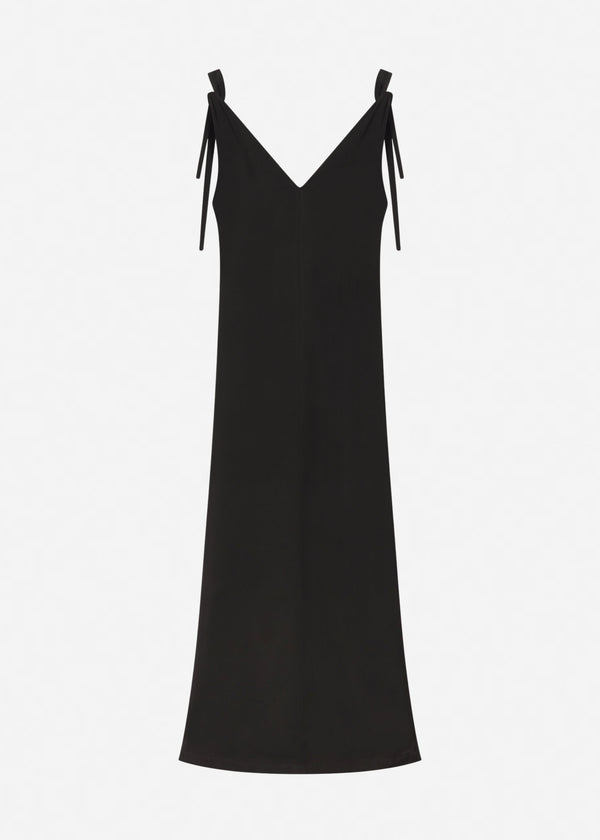 Pleated Slip Dress in Viscose Twill - Black - CO