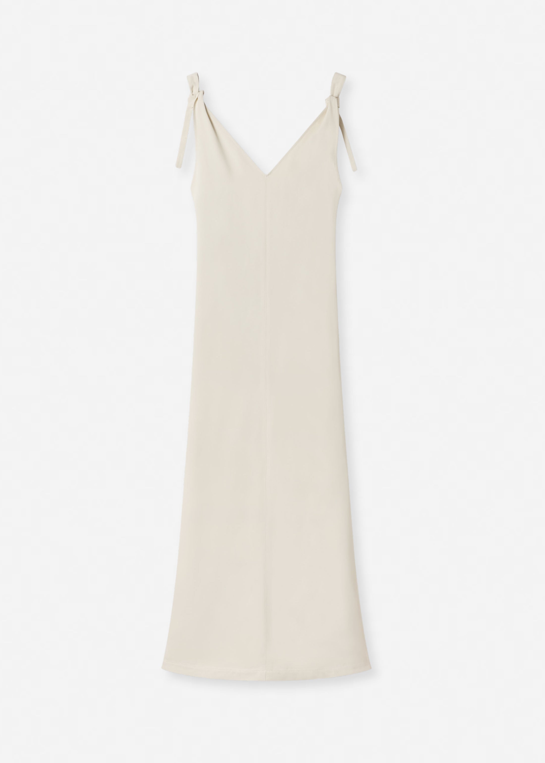 Pleated Slip Dress in Viscose Twill - Pearl