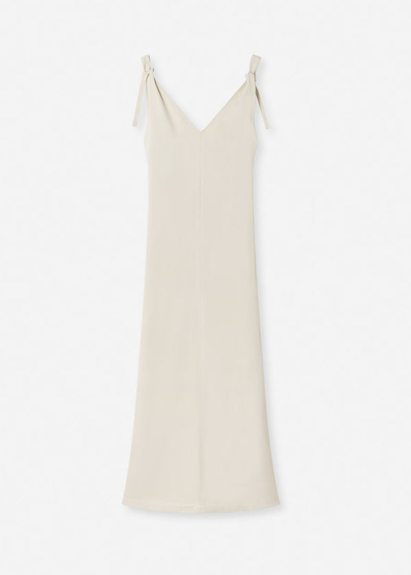 Pleated Slip Dress in Viscose Twill - Pearl - CO
