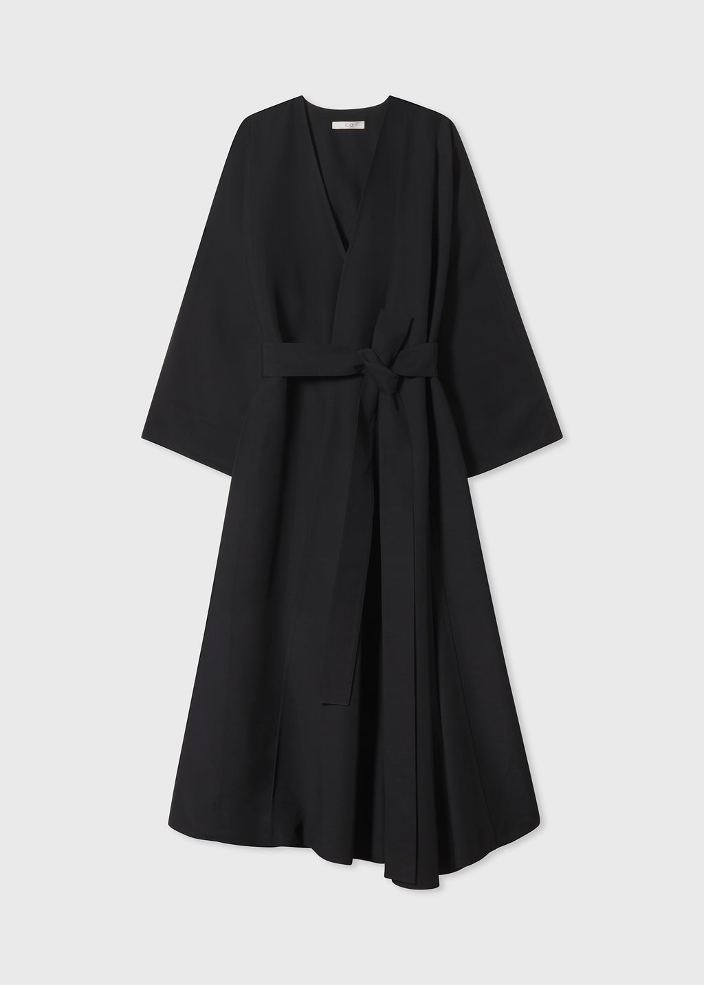 Cowl Neck Coat Dress in Faille - Black - CO