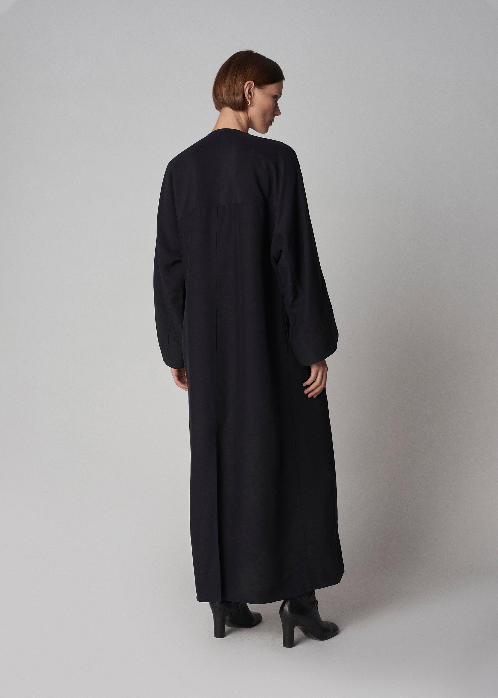 Cowl Neck Coat Dress in Faille - Black - CO Collections