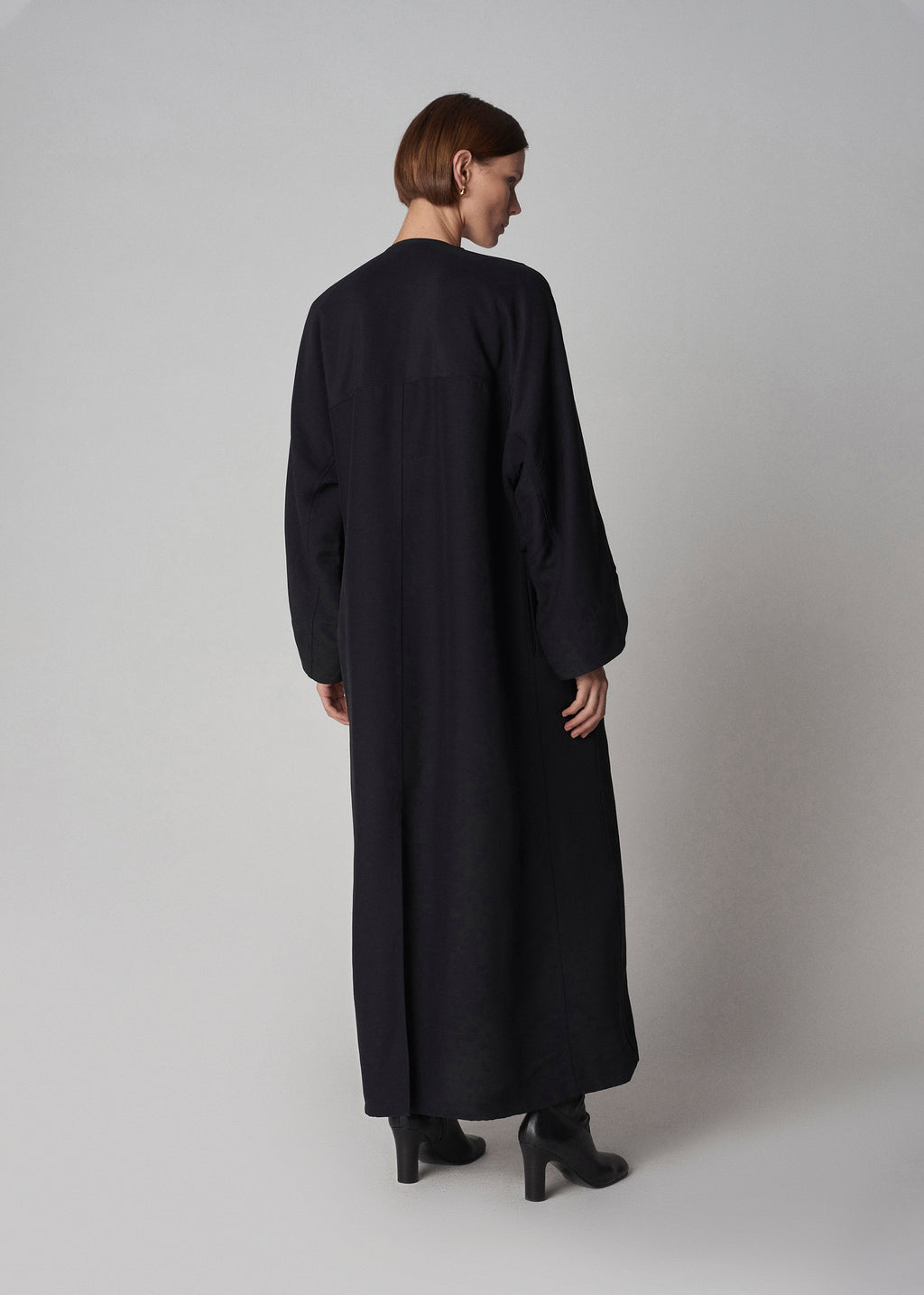 Cowl Neck Coat Dress in Faille - Black - CO