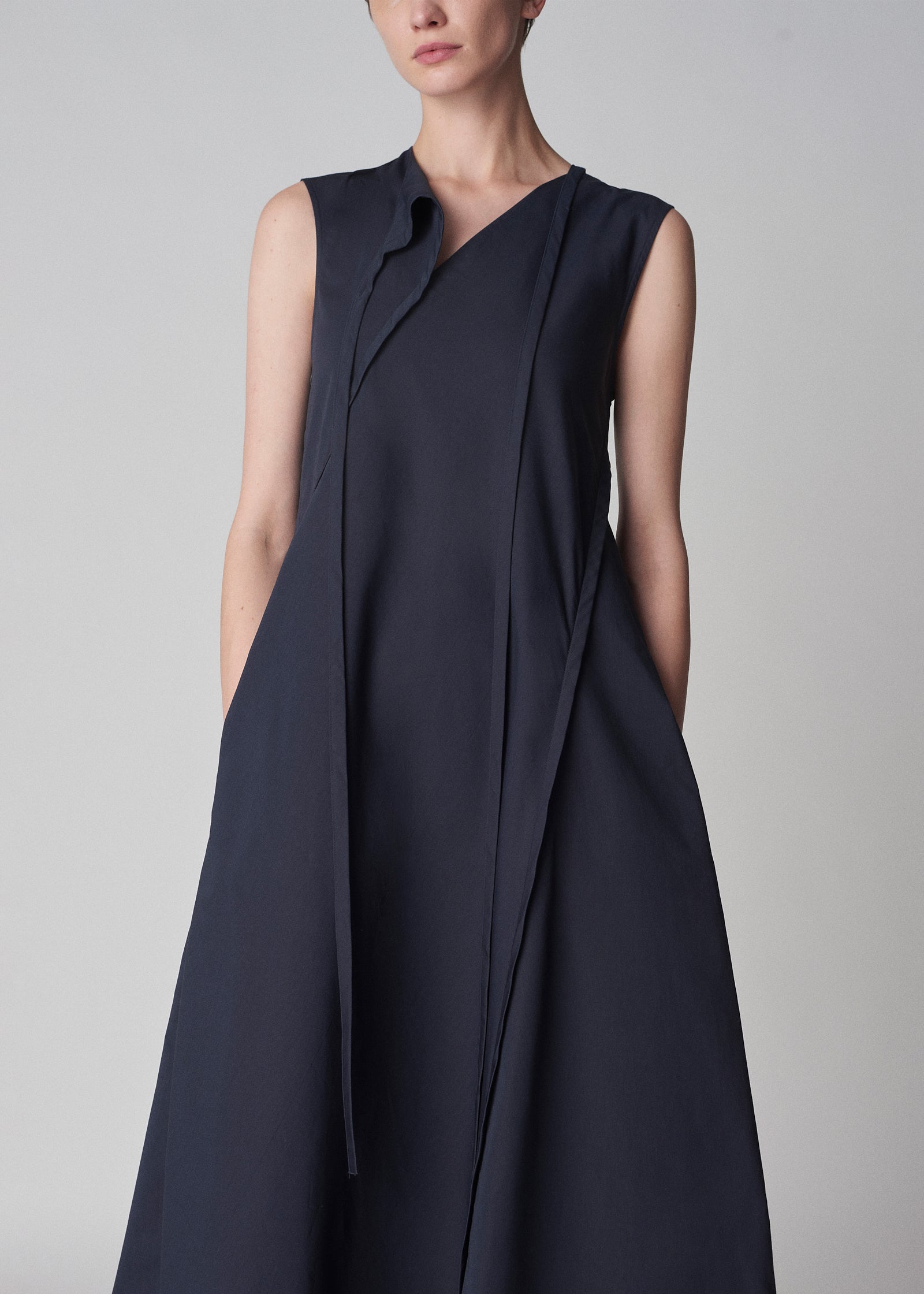 Sleeveless Long Slip Dress in Cotton - Navy - CO Collections