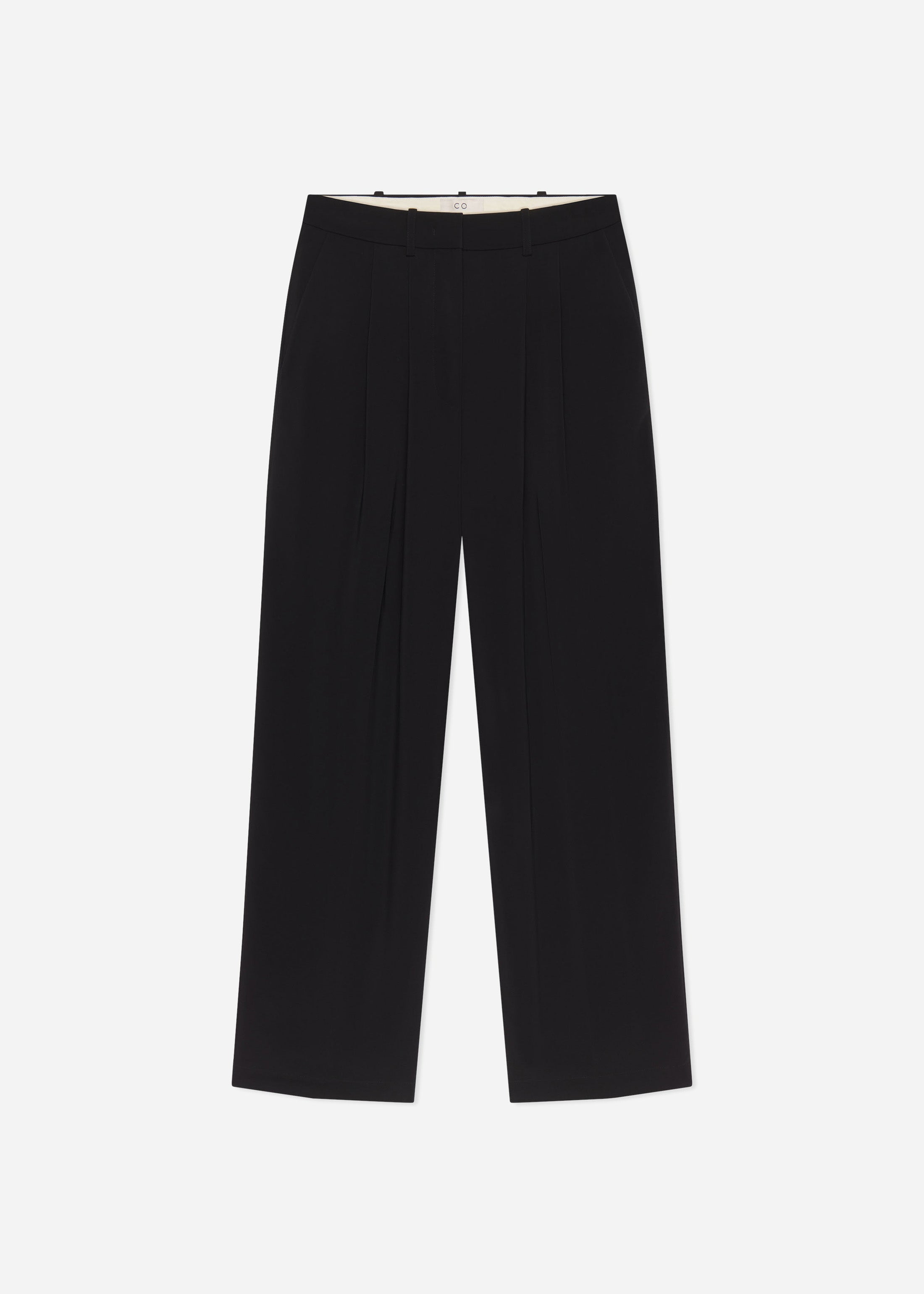 Pleat Front Trouser in Crepe - Black