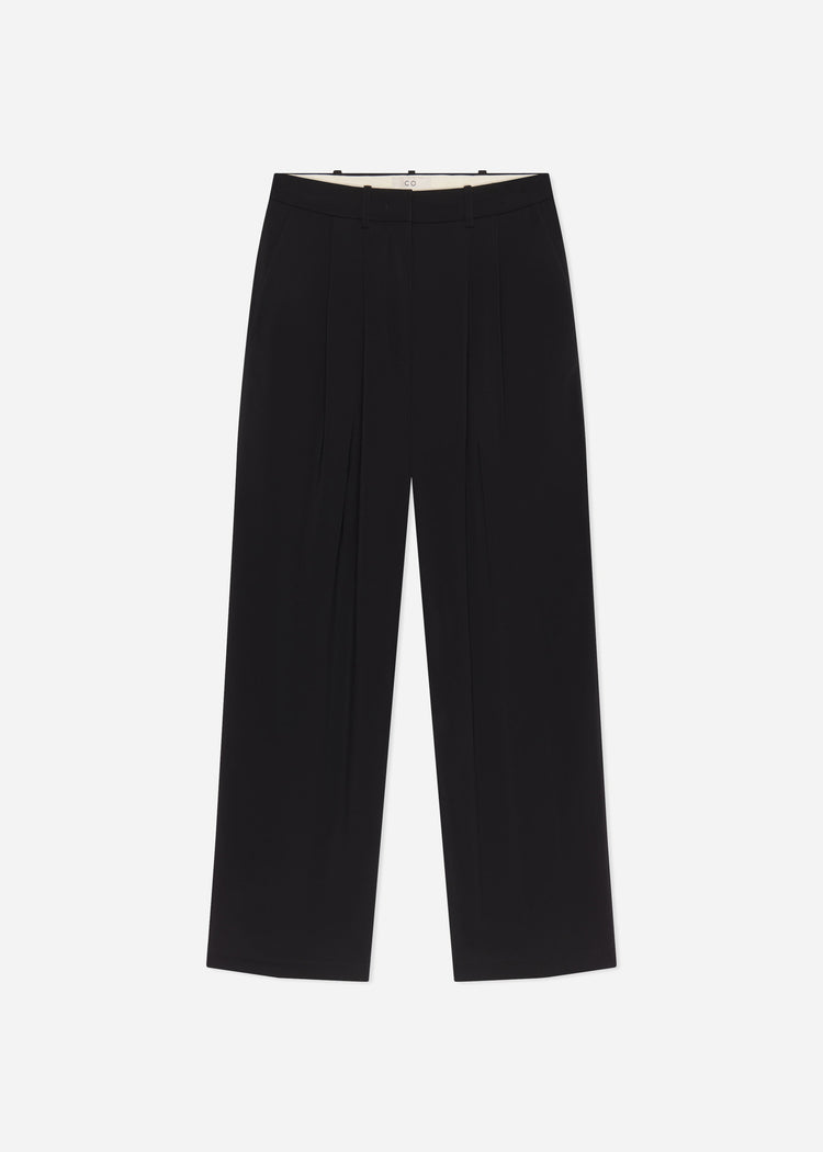 Pleated Trouser in Crepe - Black, image 4 of 4