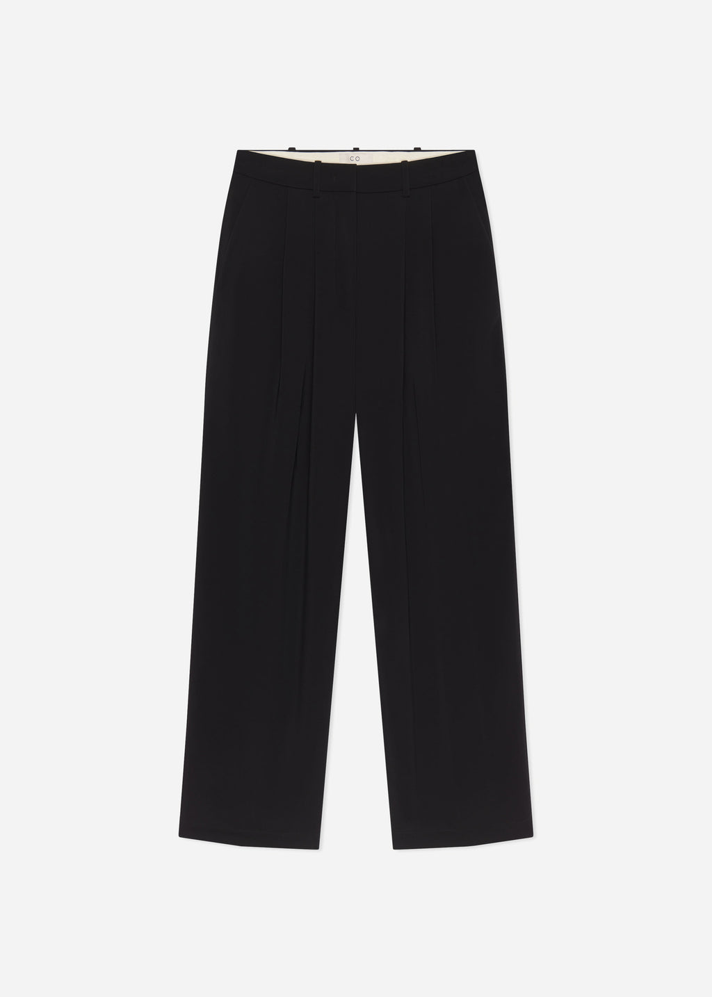 Pleat Front Trouser in Crepe - Black - CO