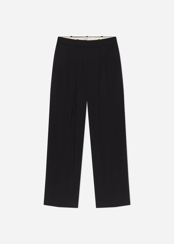 Pleat Front Trouser in Crepe - Black - CO
