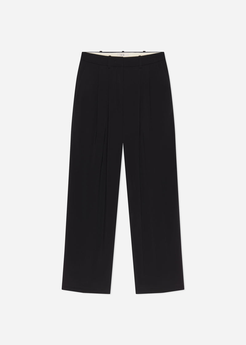 Pleat Front Trouser in Crepe - Black - CO