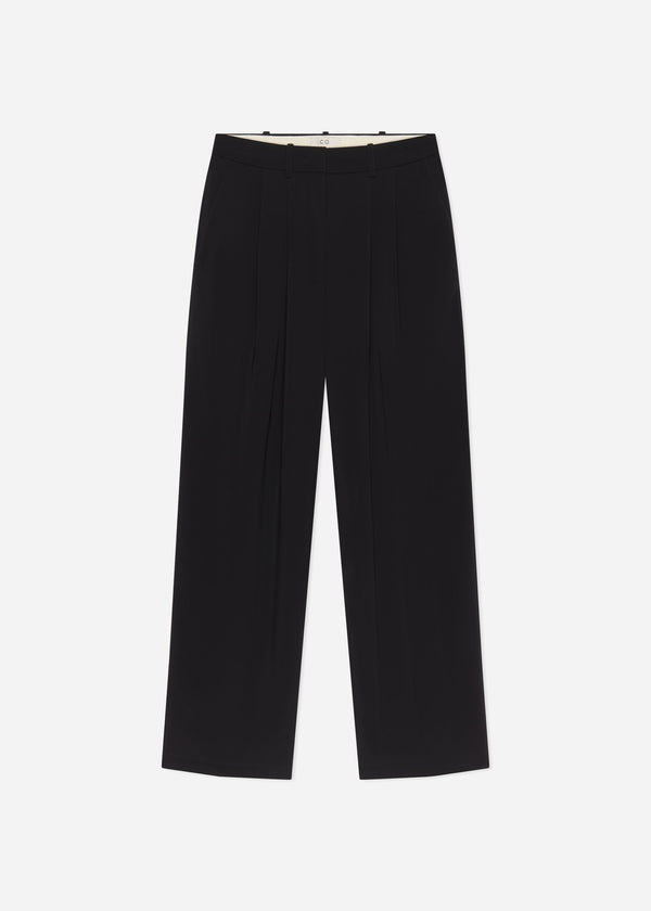 Pleat Front Trouser in Crepe - Black - CO