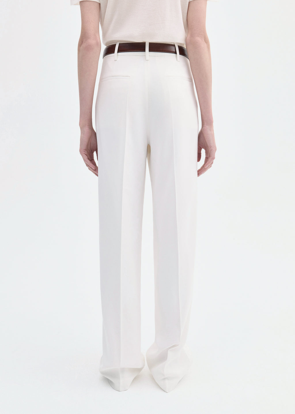 Pleat Front Trouser in Crepe - Ivory - CO
