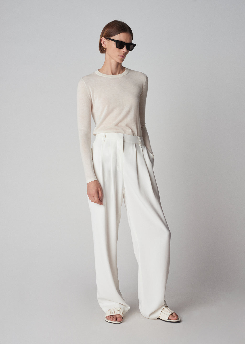 Classic Trouser in Stretch Viscose - Ivory - CO