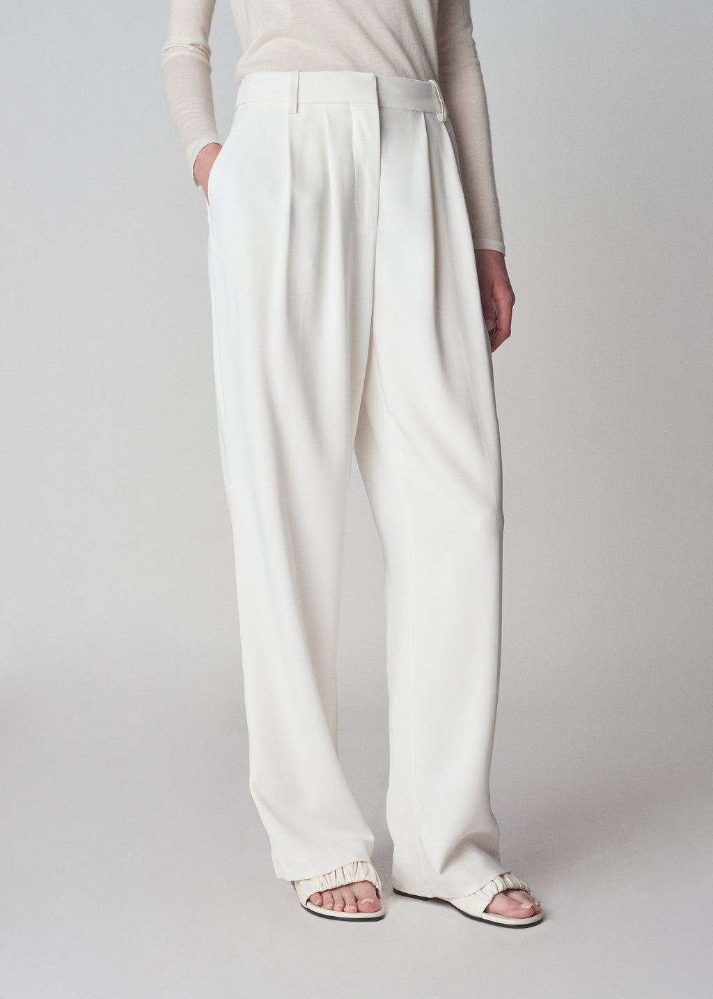 Classic Trouser in Stretch Viscose - Ivory - CO