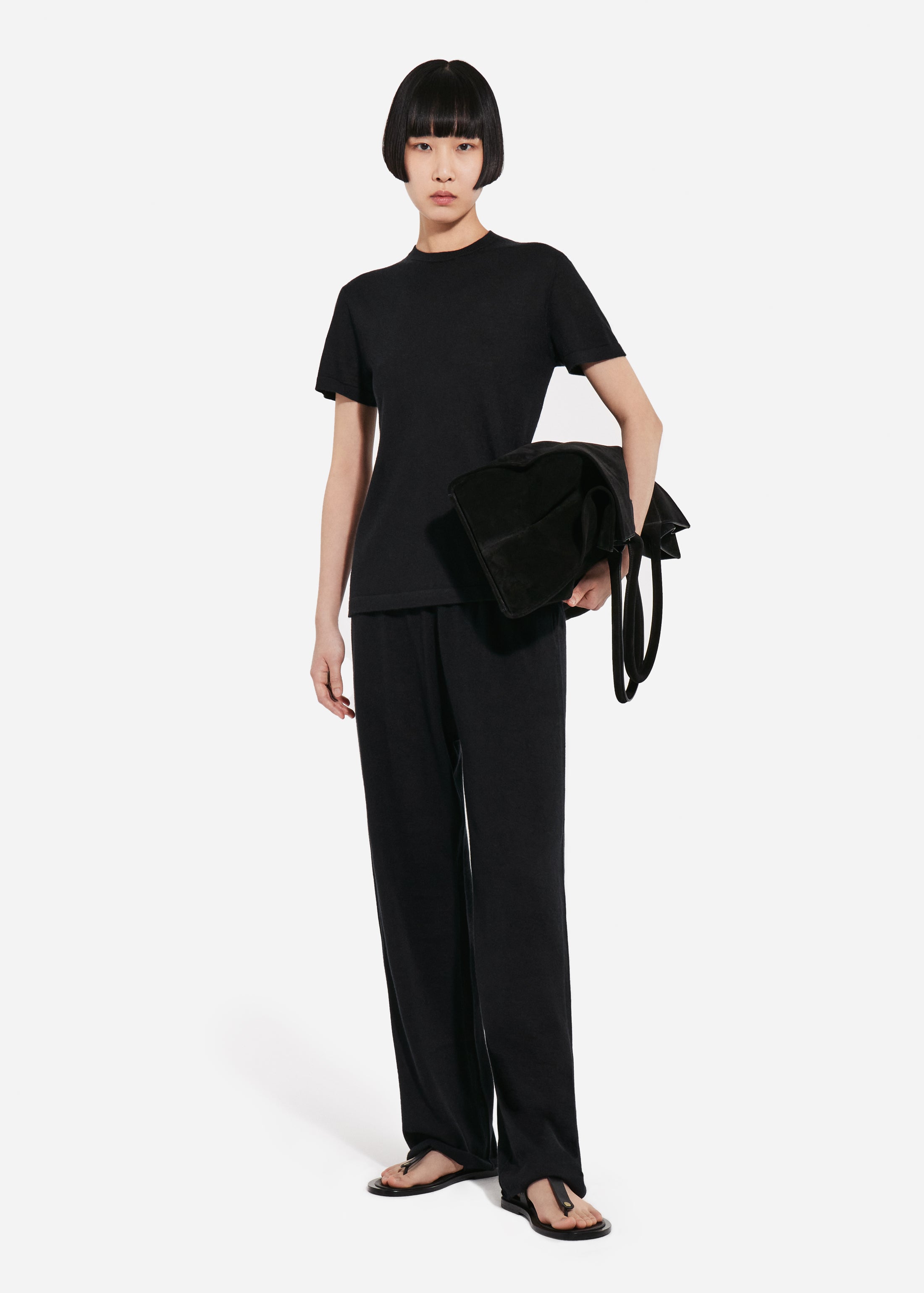 Pull Up Pant in Fine Cashmere - Black