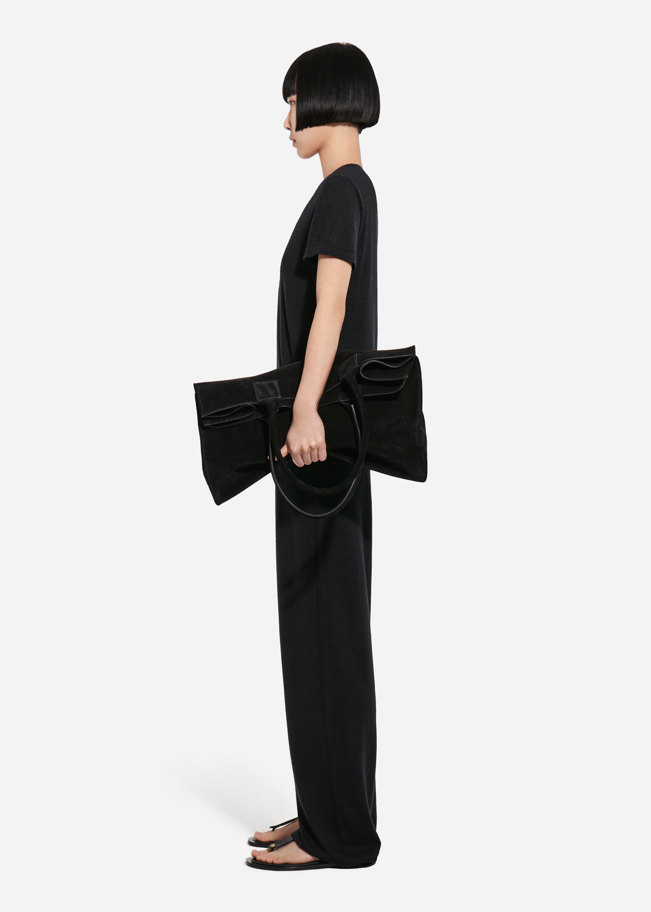 Pull Up Pant in Fine Cashmere - Black