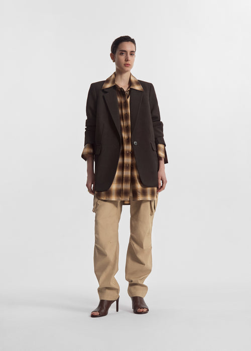 Boyfriend Blazer in Linen - Chocolate, image 2 of 5