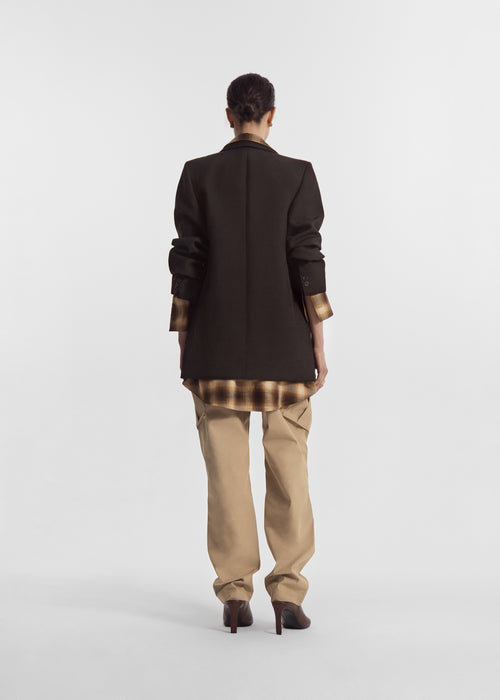 Boyfriend Blazer in Linen - Chocolate, image 3 of 5