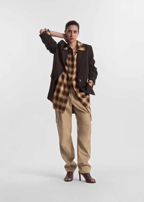 Boyfriend Blazer in Linen - Chocolate, image 1 of 5