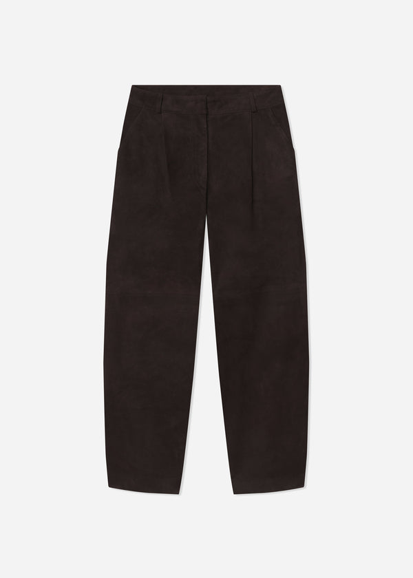 Curved Trouser in Suede - Chocolate - CO