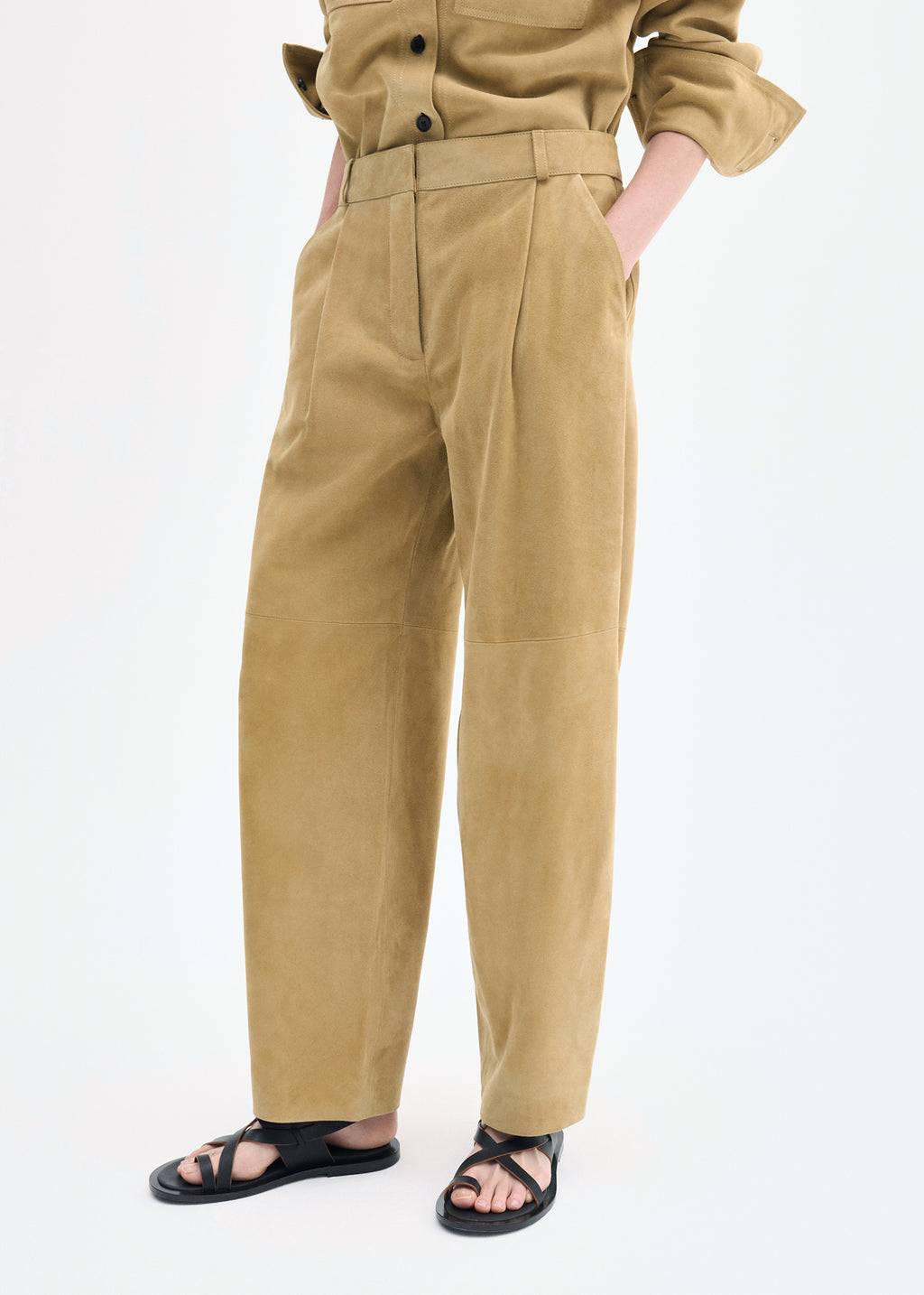 Curved Trouser in Suede - Camel - CO