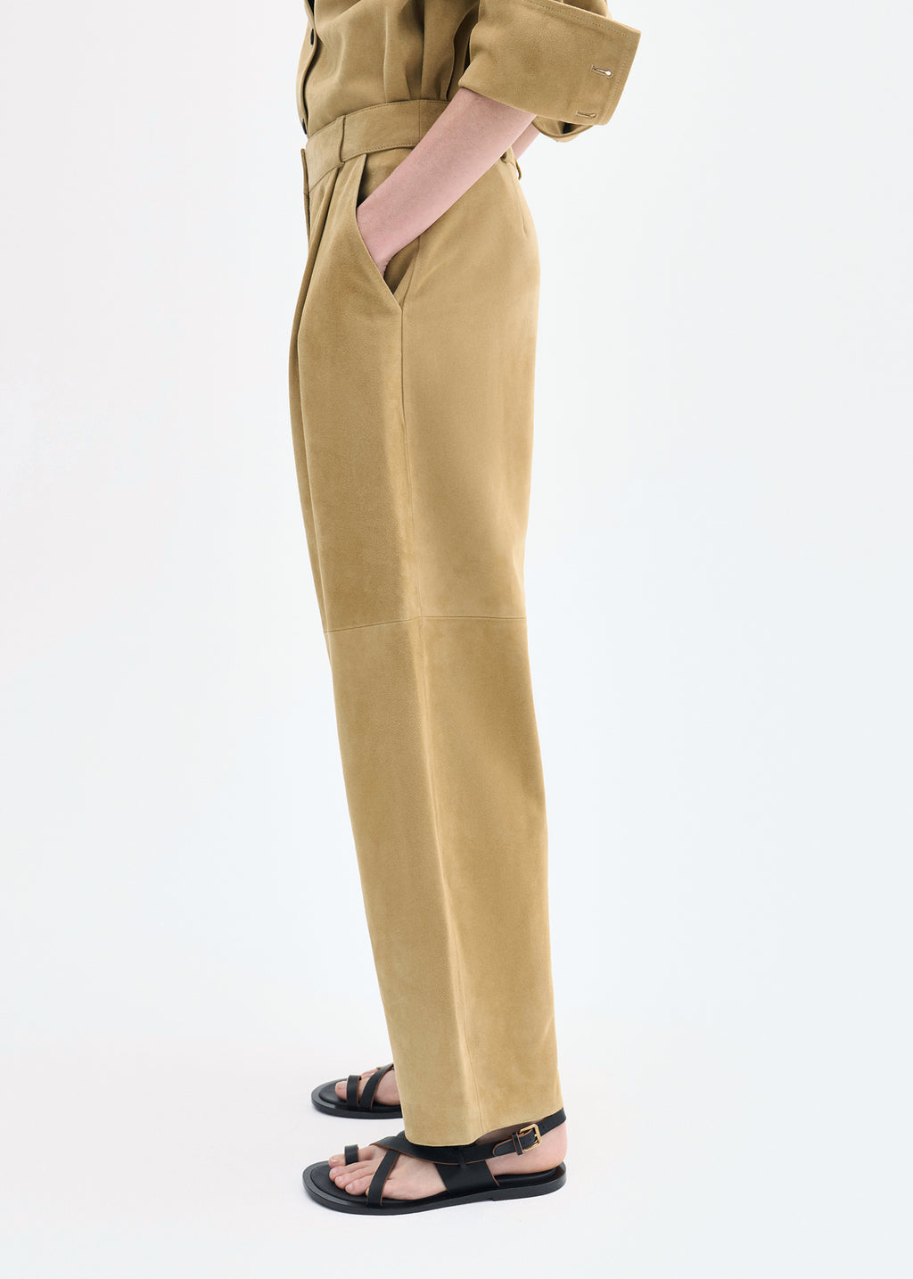 Curved Trouser in Suede - Camel - CO