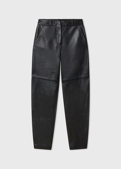 High Waist Curve Seam Pant in Leather - Black - CO