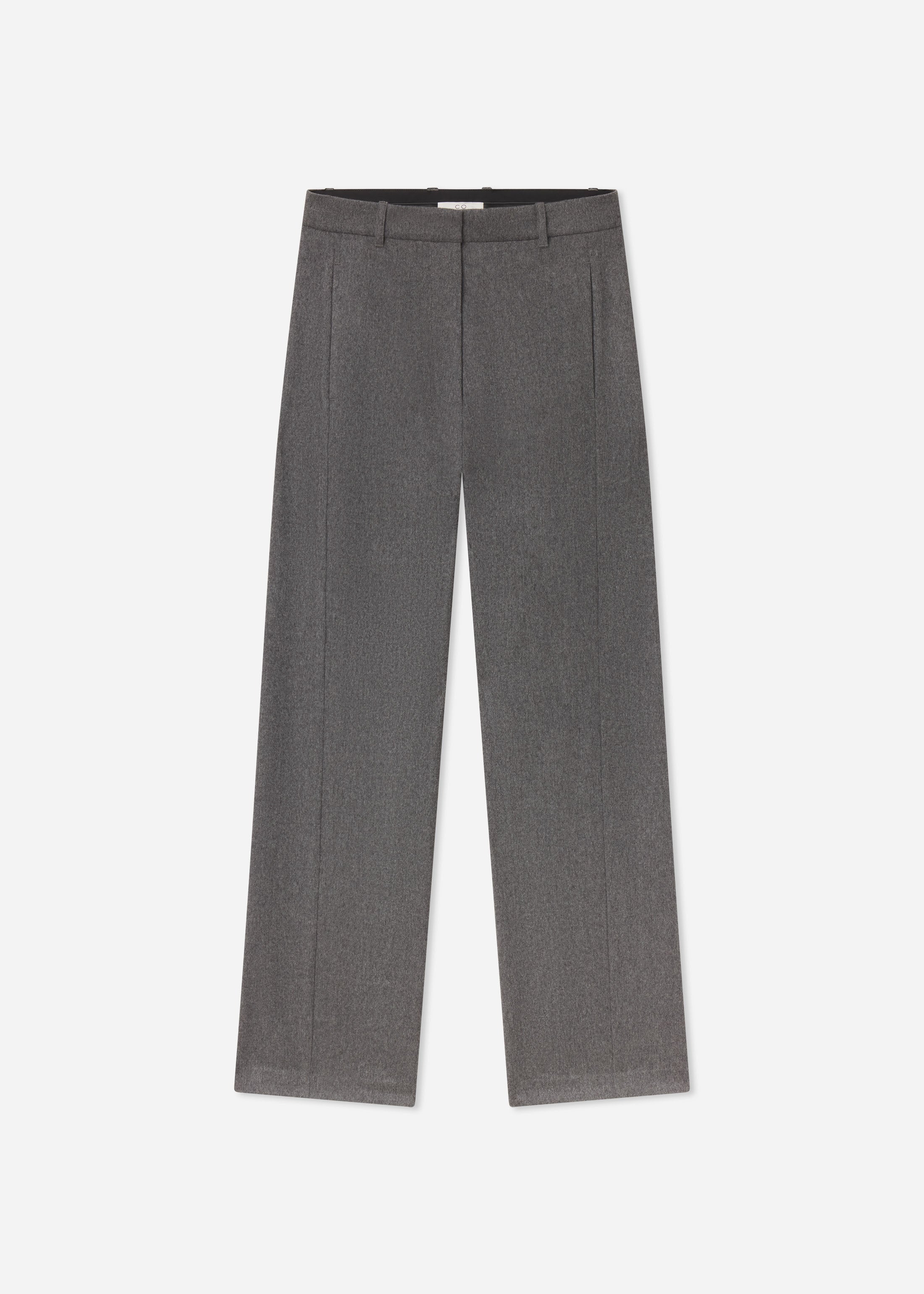High Waisted Trouser in Wool Cashmere - Grey Melange, image 4 of 4