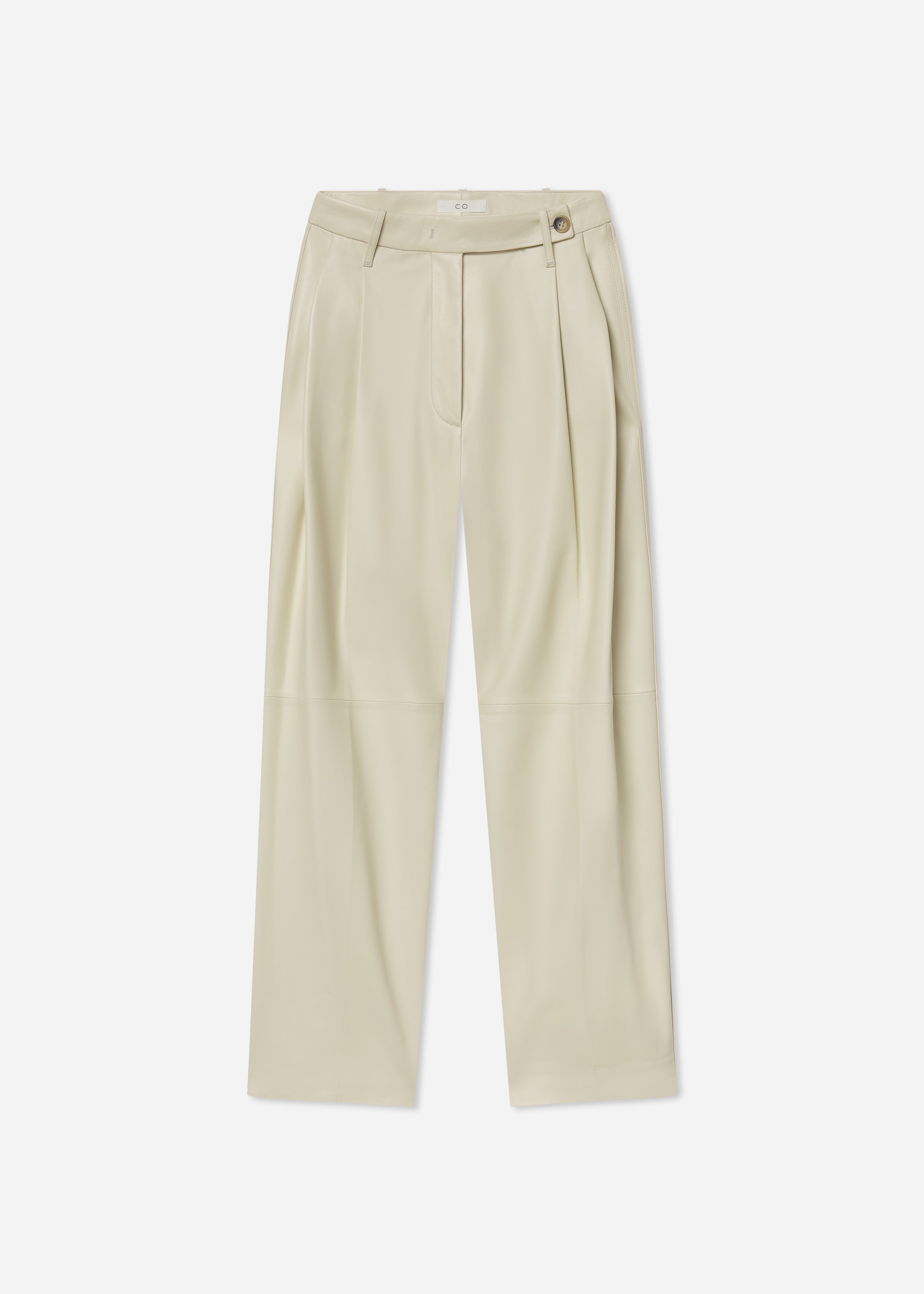 Pleated Pants in Leather - Pearl
