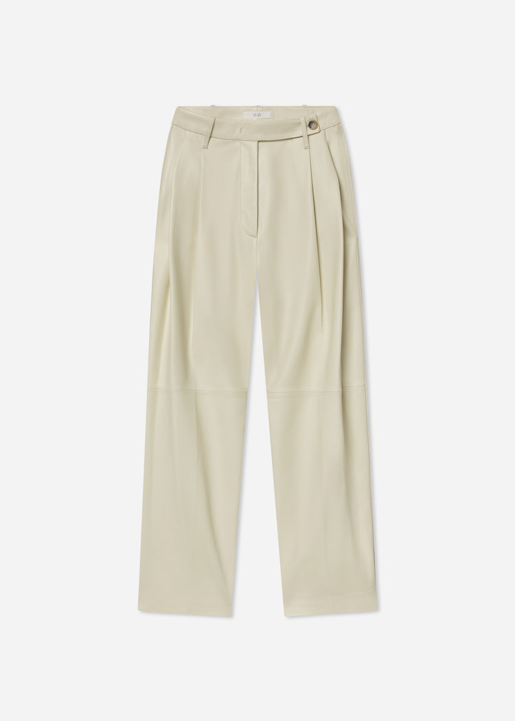 Pleated Pants in Leather - Pearl, image 5 of 5