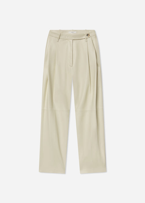Pleated Pants in Leather - Pearl, image 5 of 5