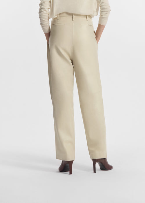 Pleated Pants in Leather - Pearl, image 3 of 5