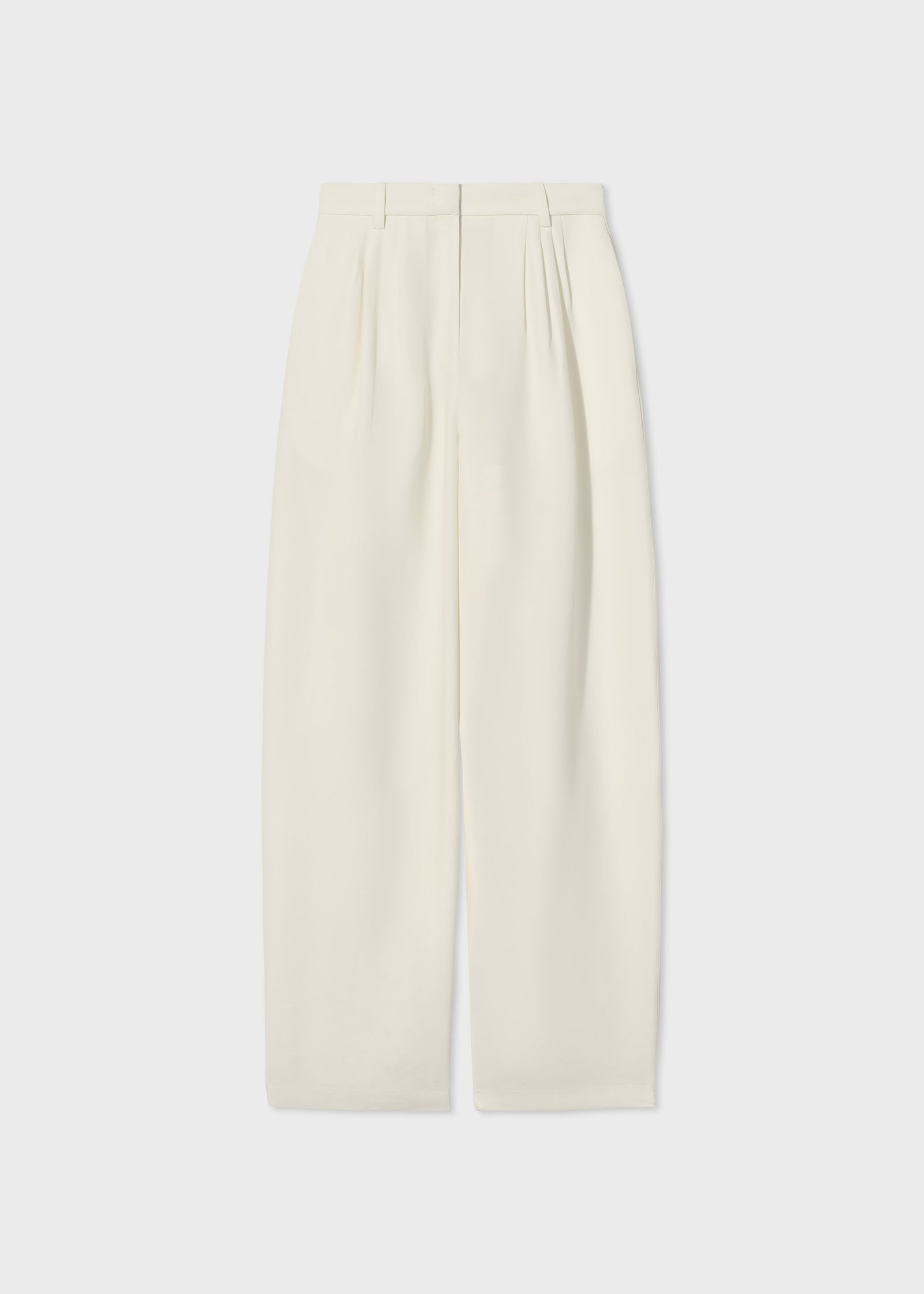 Pleated Barrel Trouser in Faille - Ivory